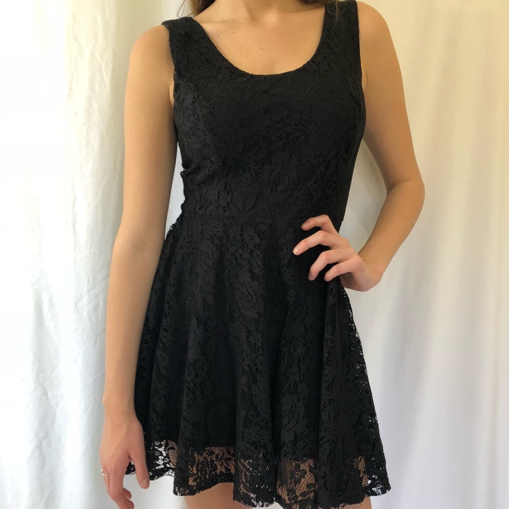 Robin-K black lace skater style dress
